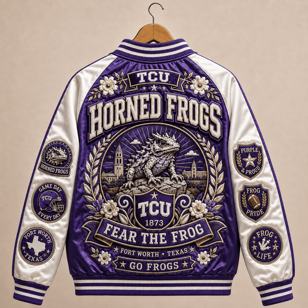 PREMIUM TCU SATIN BASEBALL JACKET NTNA