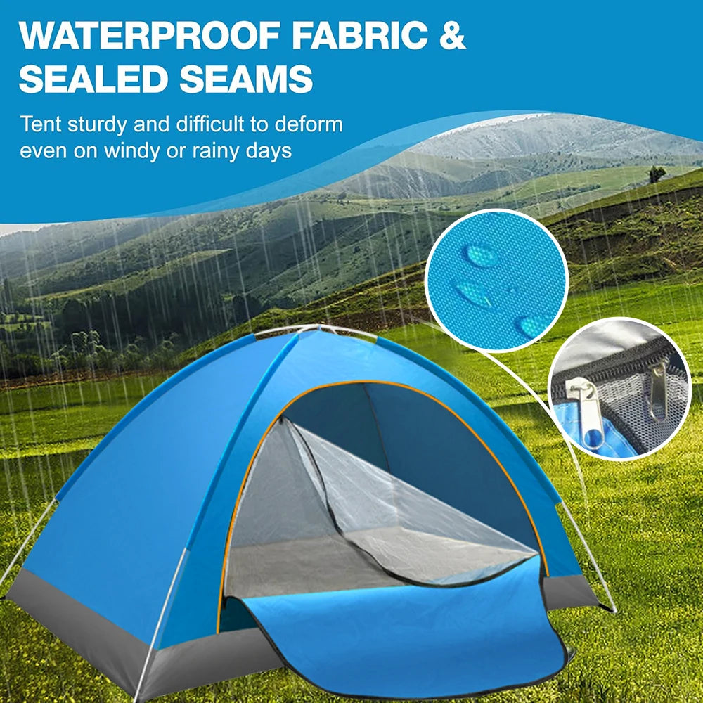 Outdoor Folding Tent Fully Automatic Quick Opening Tent, 1-2 Person Self Driving Camping Tent Cozy Rain Proof Sun Proof Portable