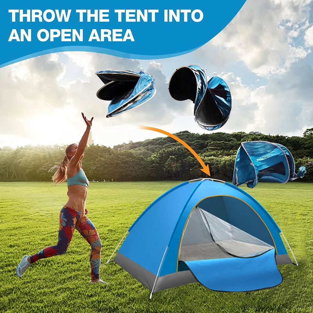 Outdoor Folding Tent Fully Automatic Quick Opening Tent, 1-2 Person Self Driving Camping Tent Cozy Rain Proof Sun Proof Portable